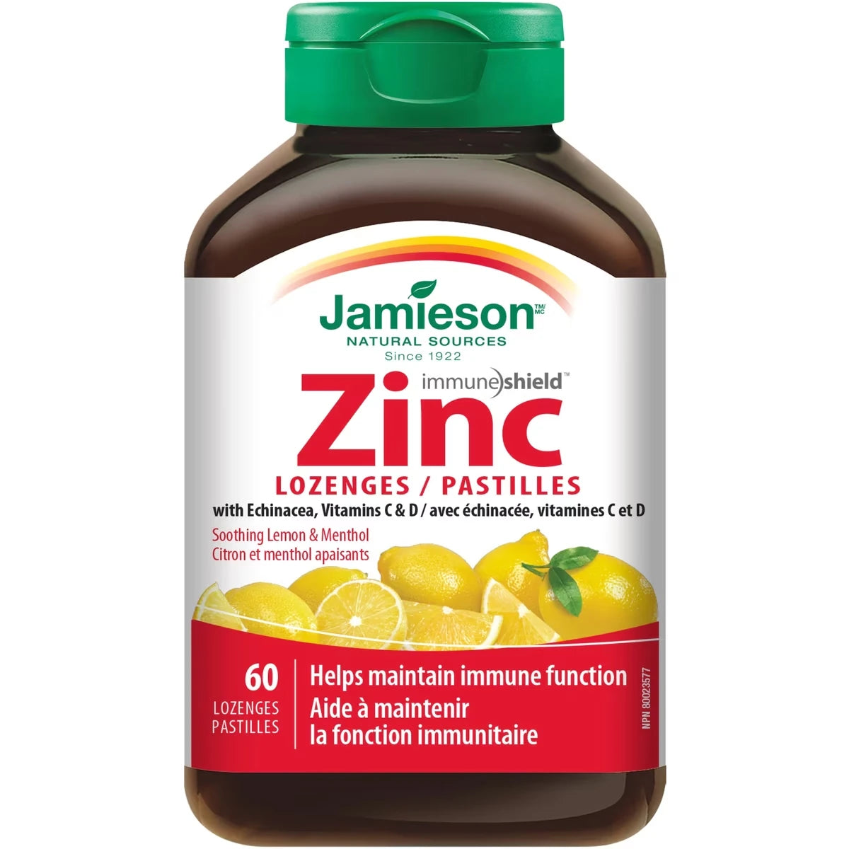 Pastillas de Zinc con Equinácea Vitaminas C y D Limón Jamieson