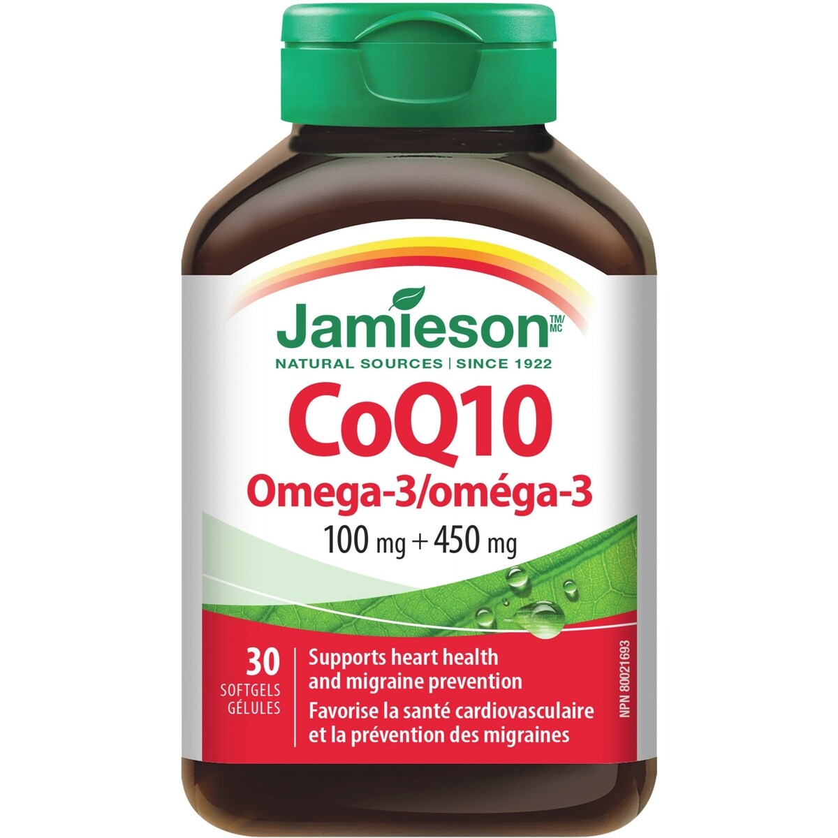 Vitaminas CoQ10 con Omega-3 450 mg 100 mg Jamieson ProVitamina