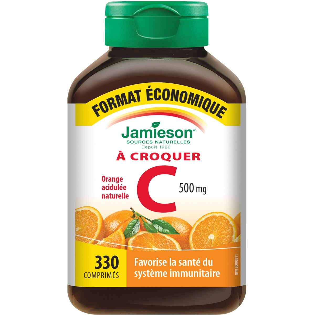 Vitamina C Masticable 500 mg Sabor Naranja 330 uds Jamieson