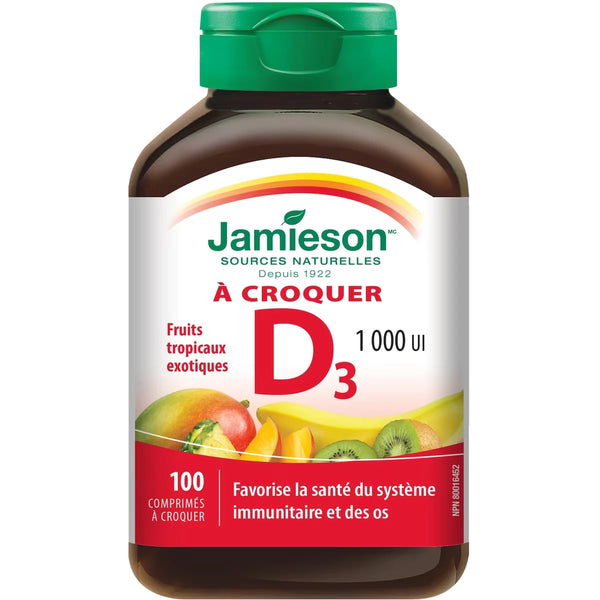 Vitamina D 1000 UI Masticable Frutas Tropicales Jamieson
