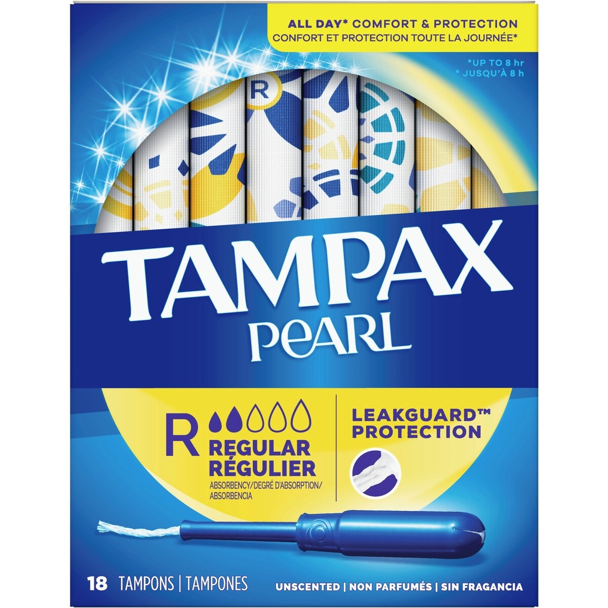Tampones Pearl Absorción Regular 18 unidades Tampax