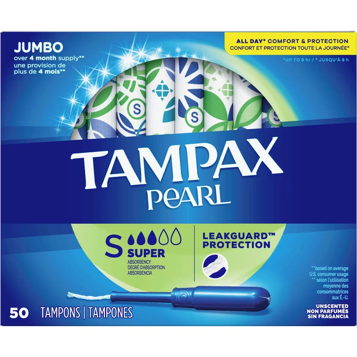 Tampones Pearl Grado de Absorción Súper 50 Tampones Tampax