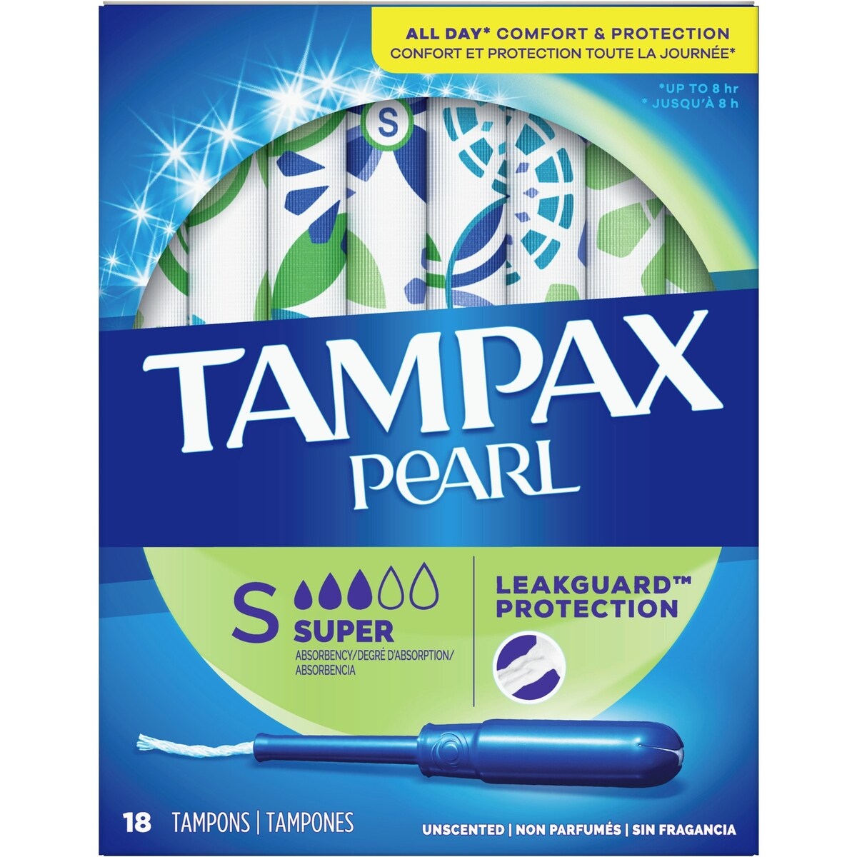Tampones Pearl Grado de Absorción Súper 18 Tampones Tampax