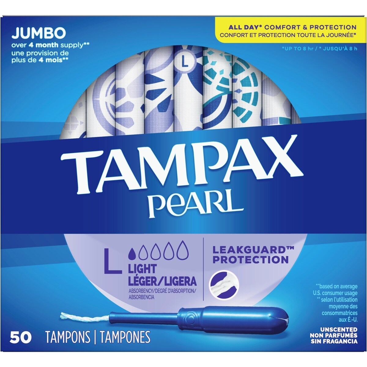 Tampones Pearl Absorción Ligera 50 unidades Tampax