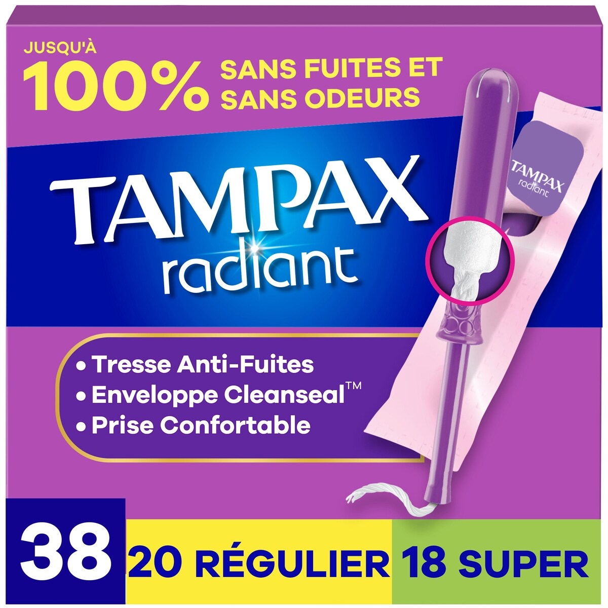 Tampones Radiant con Trenza LeakGuard Tampax