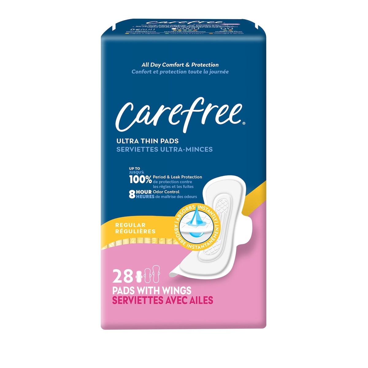 Toallas Higiénicas Ultradelgadas con Alas 28 un. Carefree