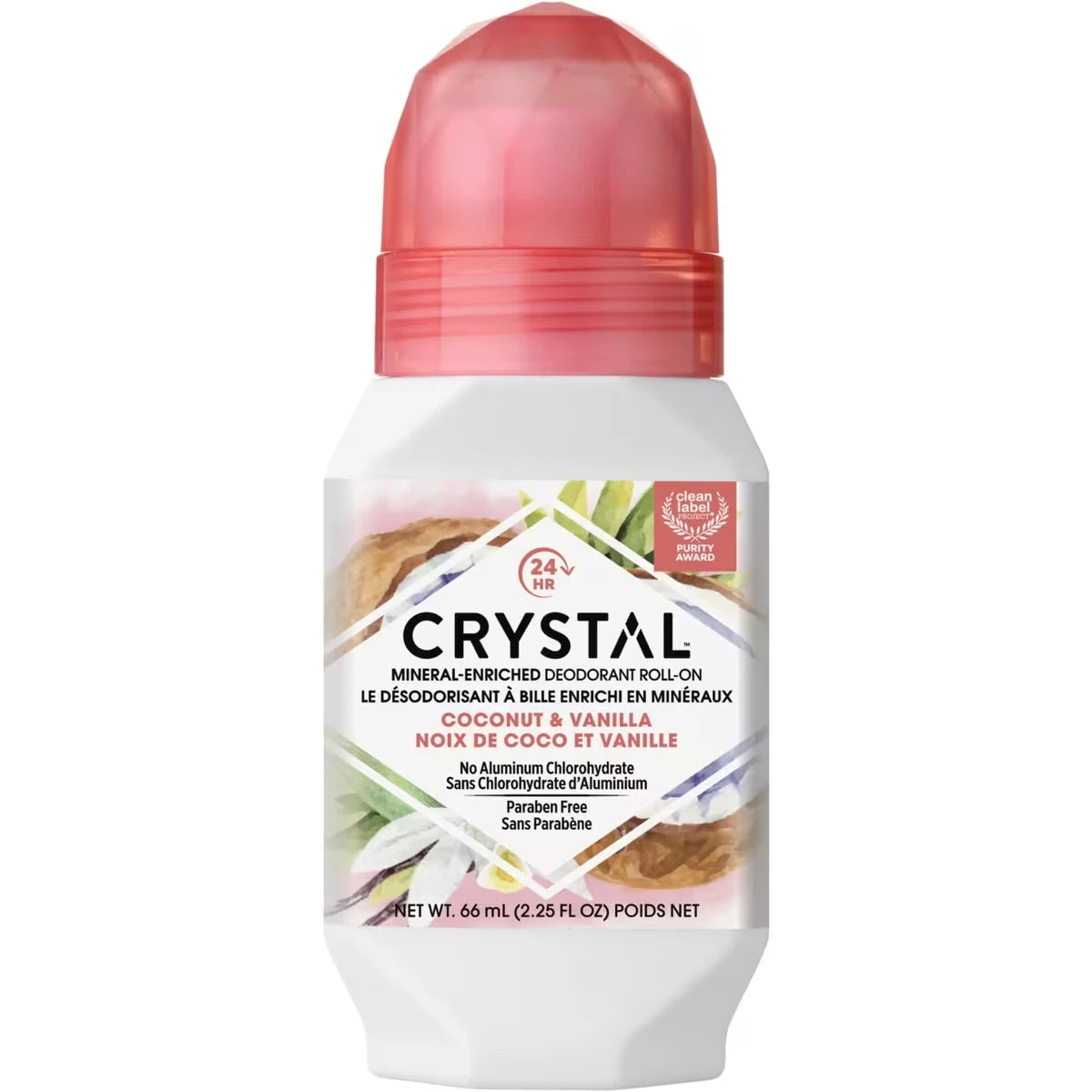 Desodorante Roll-On con Minerales Coco y Vainilla Crystal
