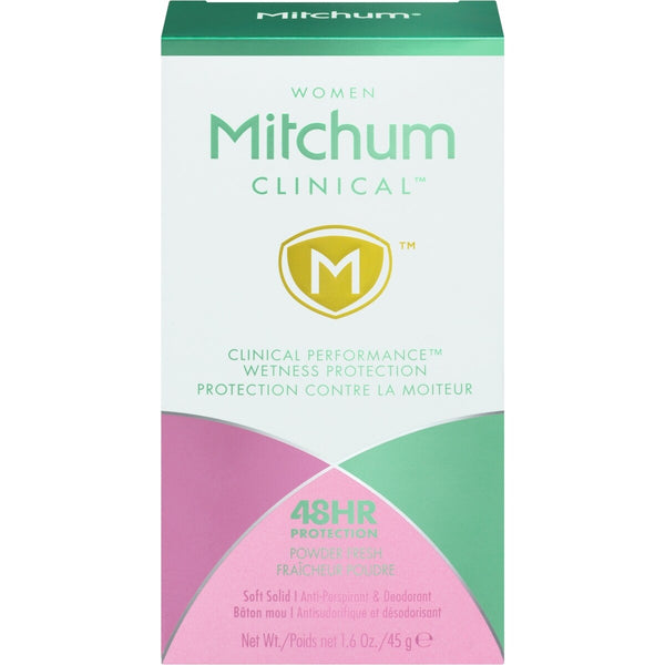 Antitranspirante Clinical Mujer Barra Suave Frescura Polvo Mitchum