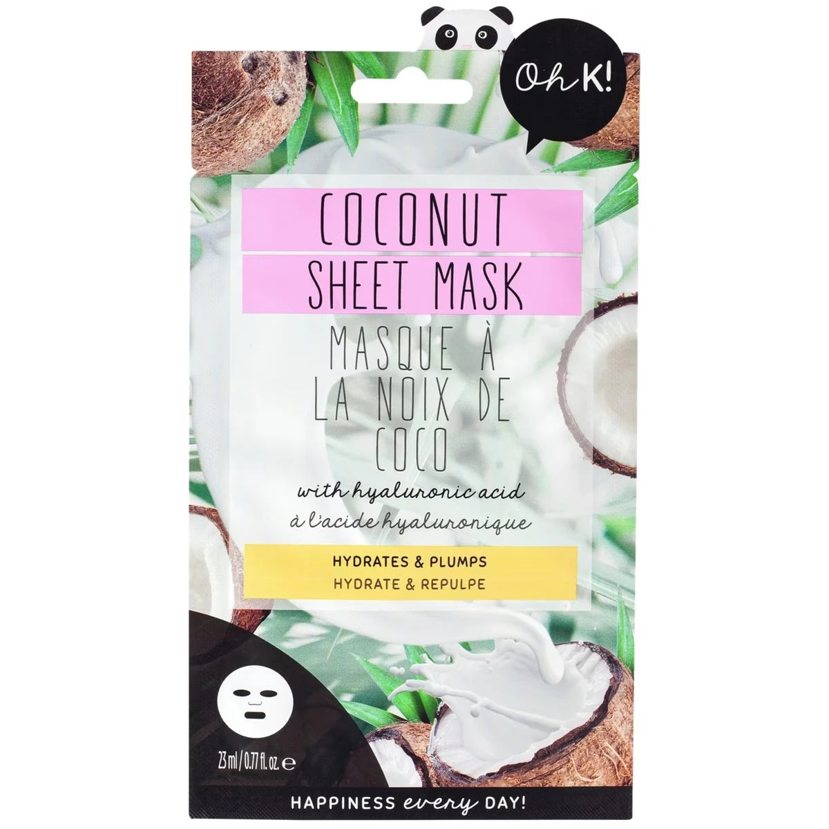 Mascarilla Facial en Lámina de Coco y Ácido Hialurónico Oh K!