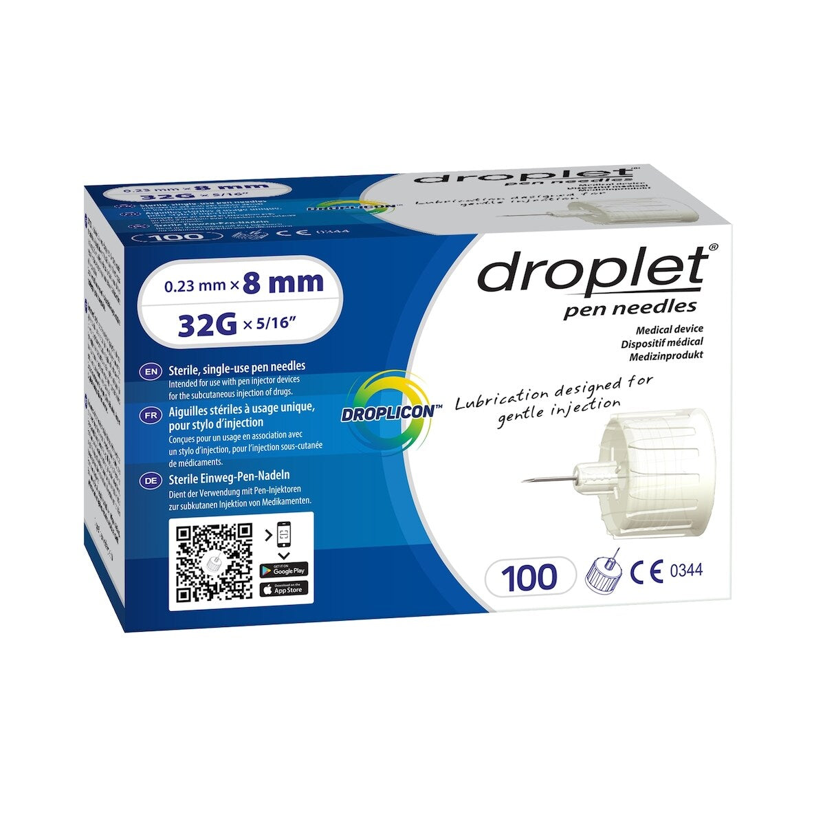 Agujas para Pluma 32G x 8 mm 100 unidades Droplet