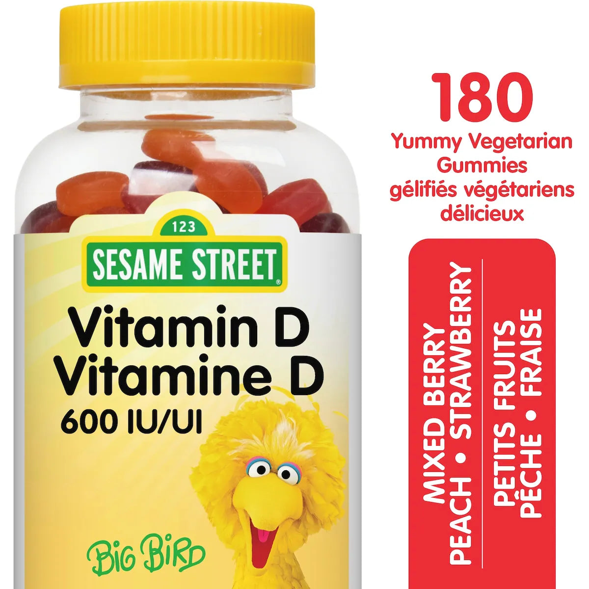 Vitamina D 600 UI Frutos Rojos Durazno y Frutilla Sesame Street