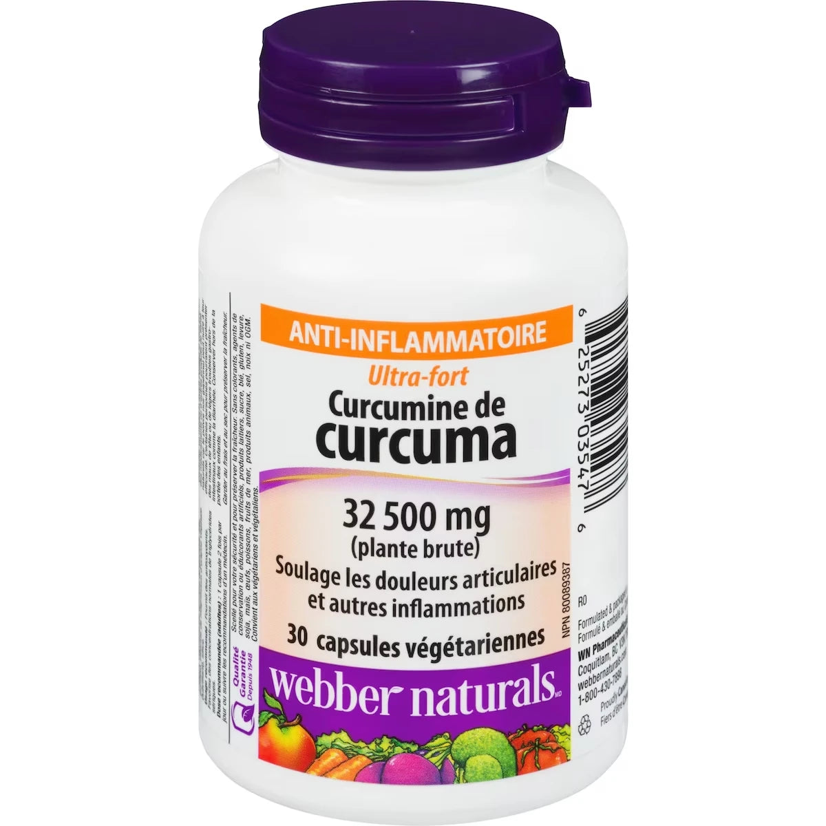 Suplemento Curcumina de Cúrcuma Ultra Fuerte con Pimienta 500 mg Webber