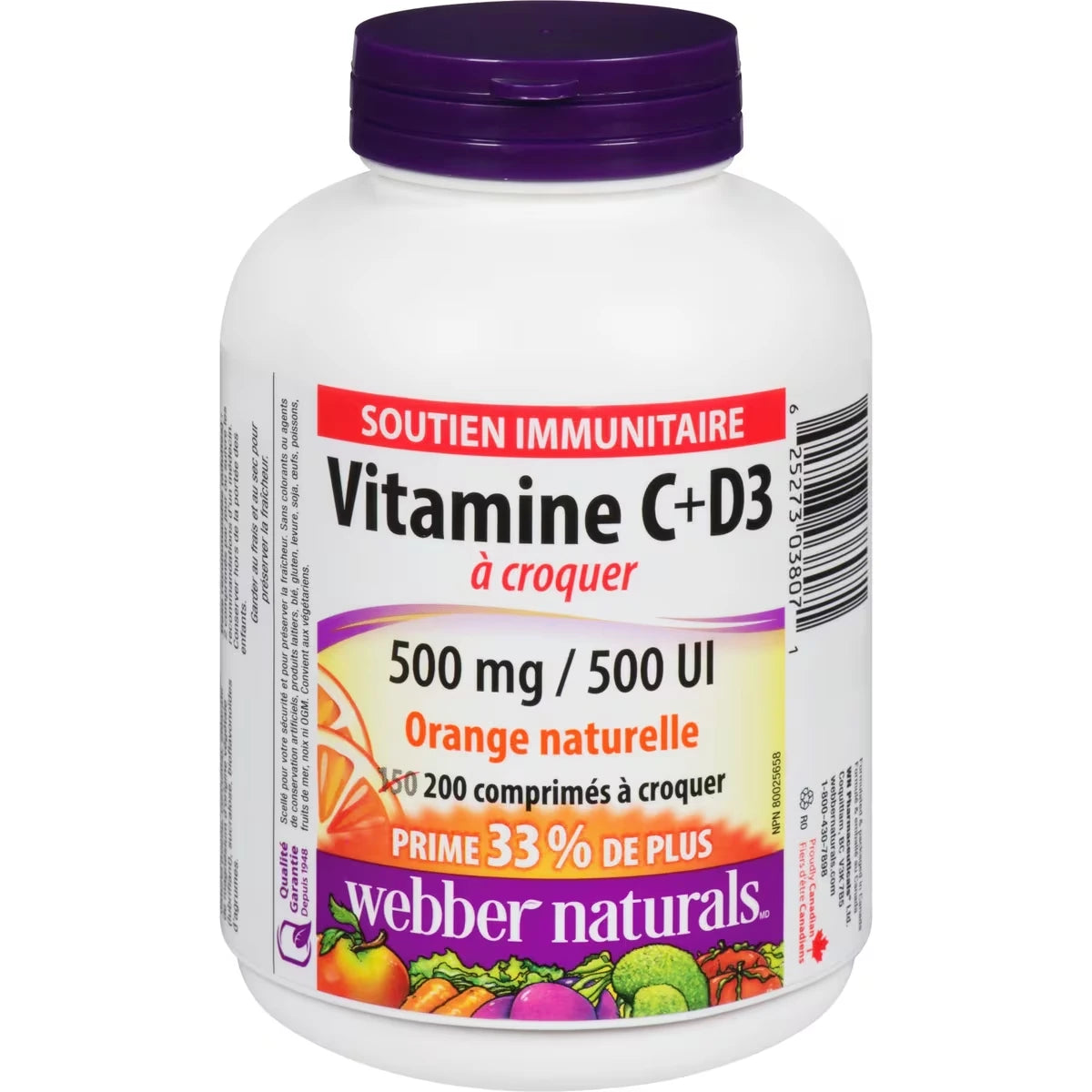Vitamina C 500 mg + D3 500 UI Sabor Naranja Webber
