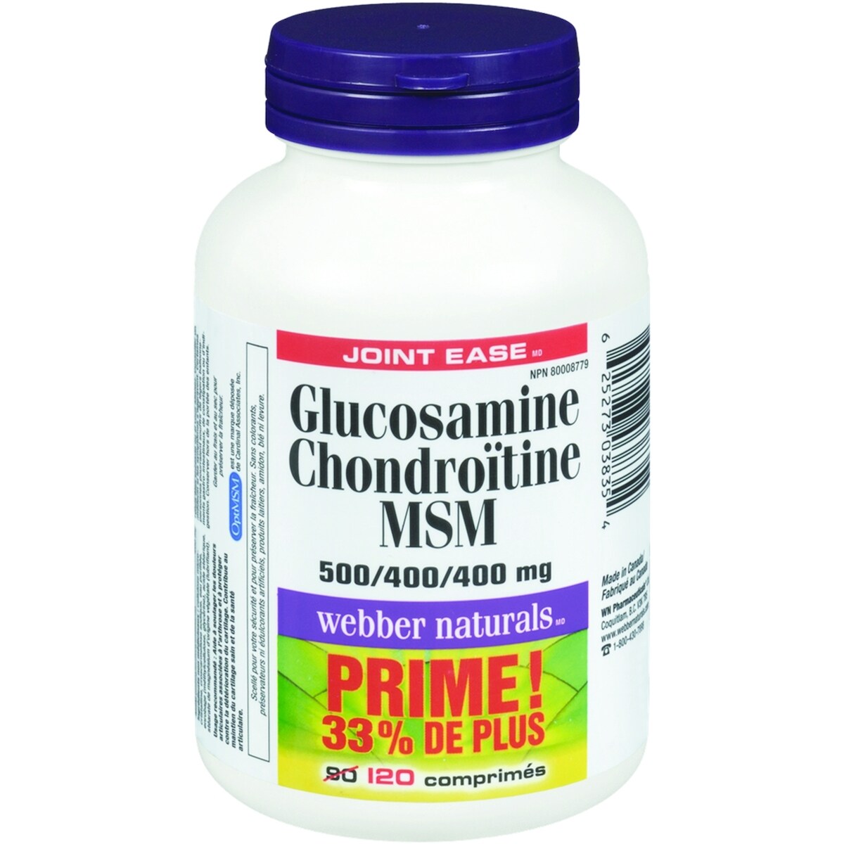 Glucosamina Condroitina MSM Doble Concentración 500/400/400 mg Webber