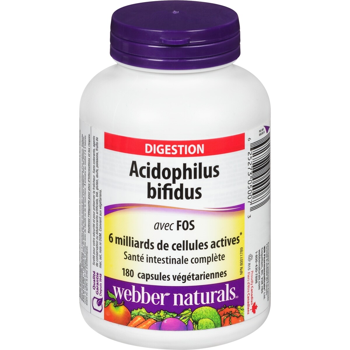 Probiótico Acidophilus Bifidus con FOS 6 Mil Millones Webber