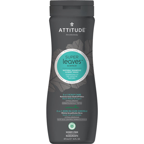 Shampoo y Gel de Ducha 2 en 1 Super Leaves para Hombre Attitude