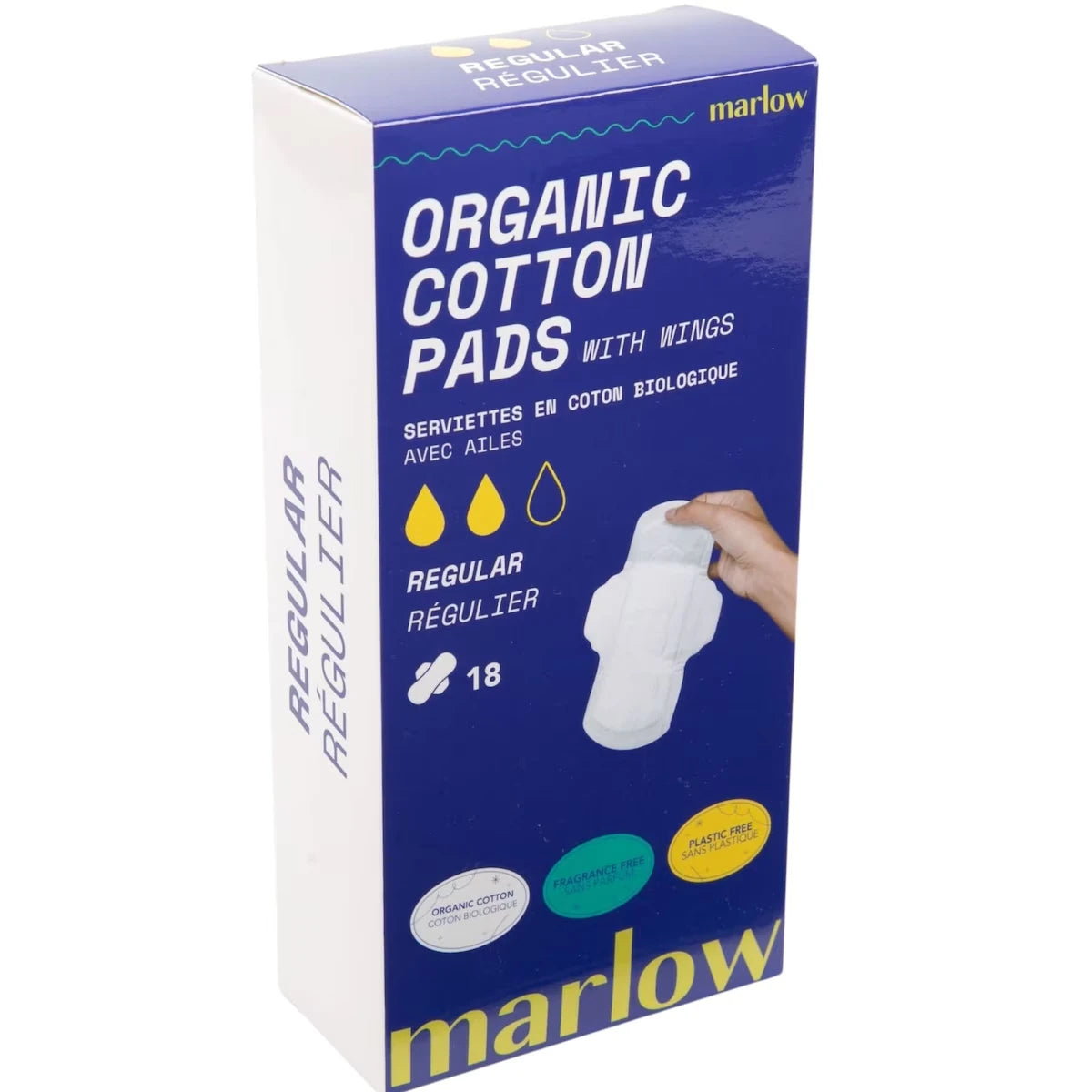 Toallas Higiénicas de Algodón Orgánico con Alas Regular Marlow