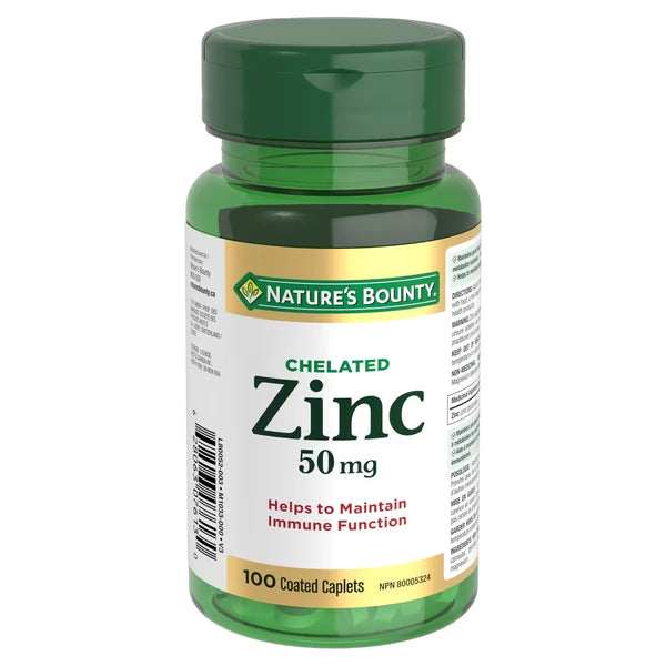 Zinc en Comprimidos Recubiertos 50 mg Natures Bounty