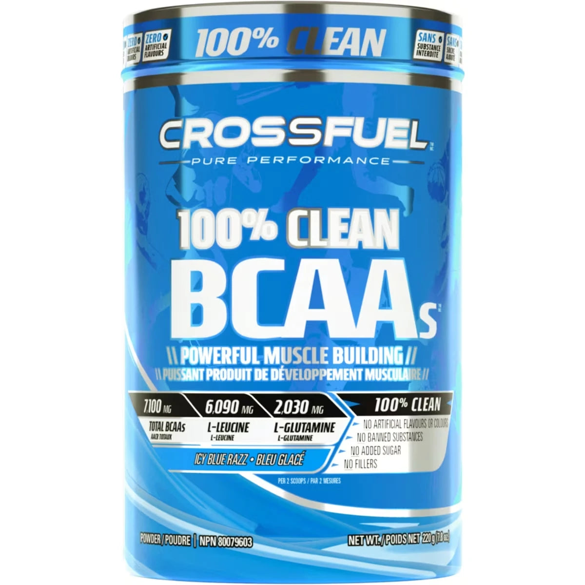 BCAA 100% Puro Sabor Hielo Azul Crossfuel