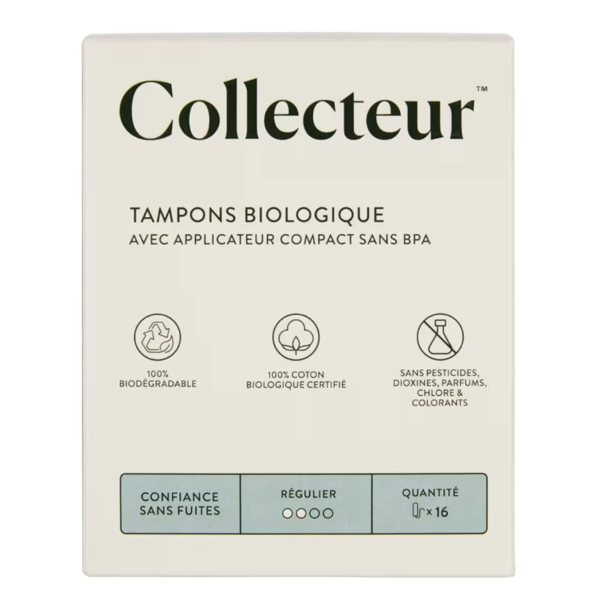 Tampones de Algodón 100% Orgánico Absorción Regular Collecteur