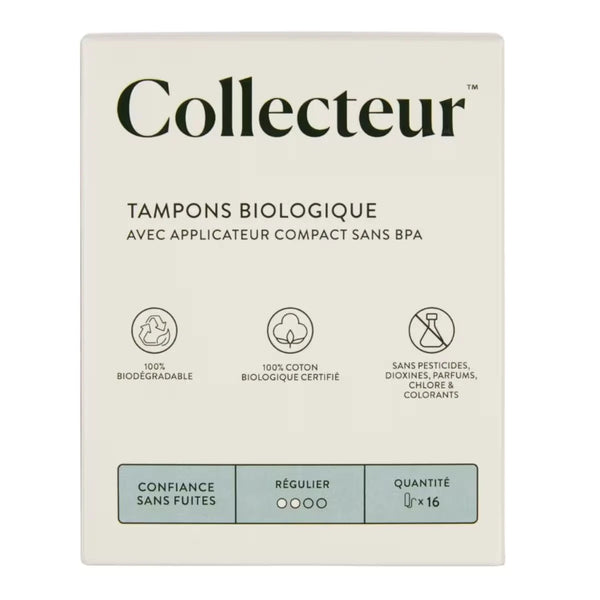Tampones de Algodón 100% Orgánico Absorción Regular Collecteur