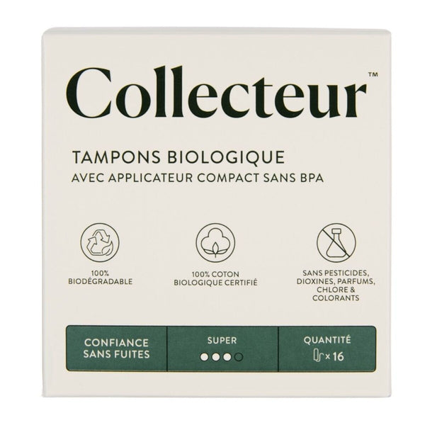 Tampones de Algodón 100% Orgánico Absorción Super Collecteur