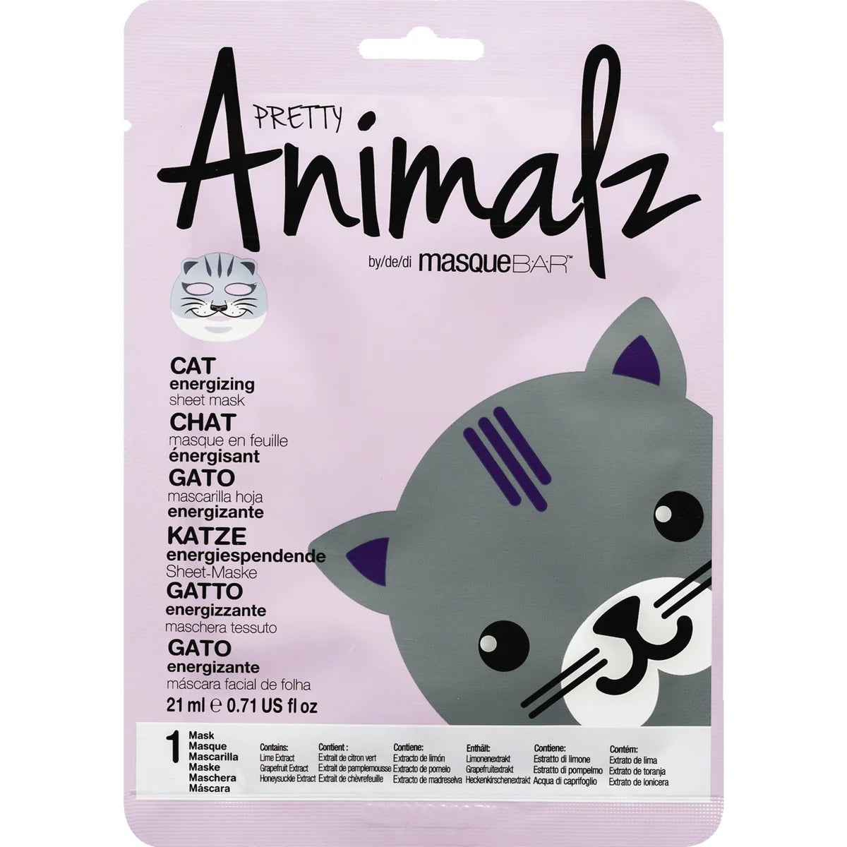 Mascarilla Facial en Tela Animalz Gato Masque Bar