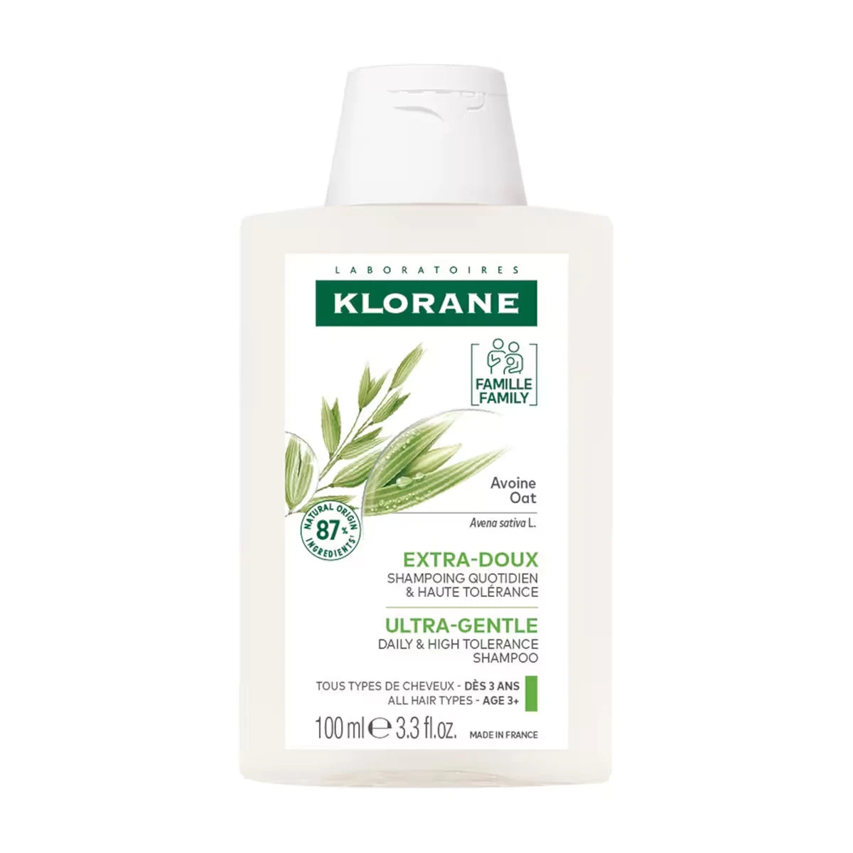 Shampoo Extra Suave de Avena BIO Todo Tipo de Cabello 100 ml Klorane