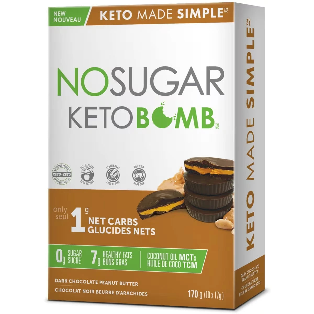 Snack No Sugar Bomb Chocolate Negro y Maní Keto