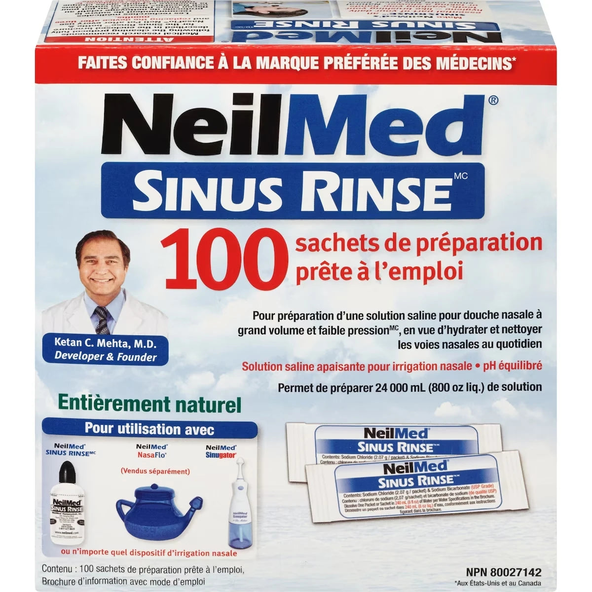 Sobres para Lavado Nasal Sinus Rinse 100 unidades Neilmed