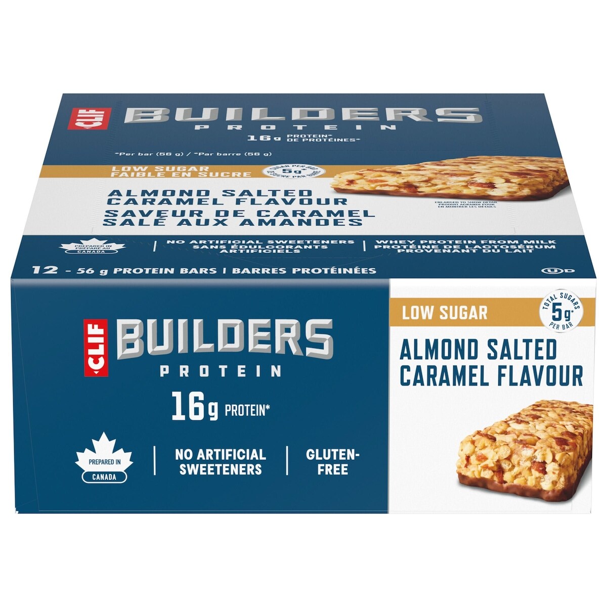 Barras de Proteína Builders Caramelo Salado y Almendra 12x56 g Clif