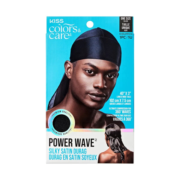 Durag de Satén Power Wave Negro Unisex Kiss
