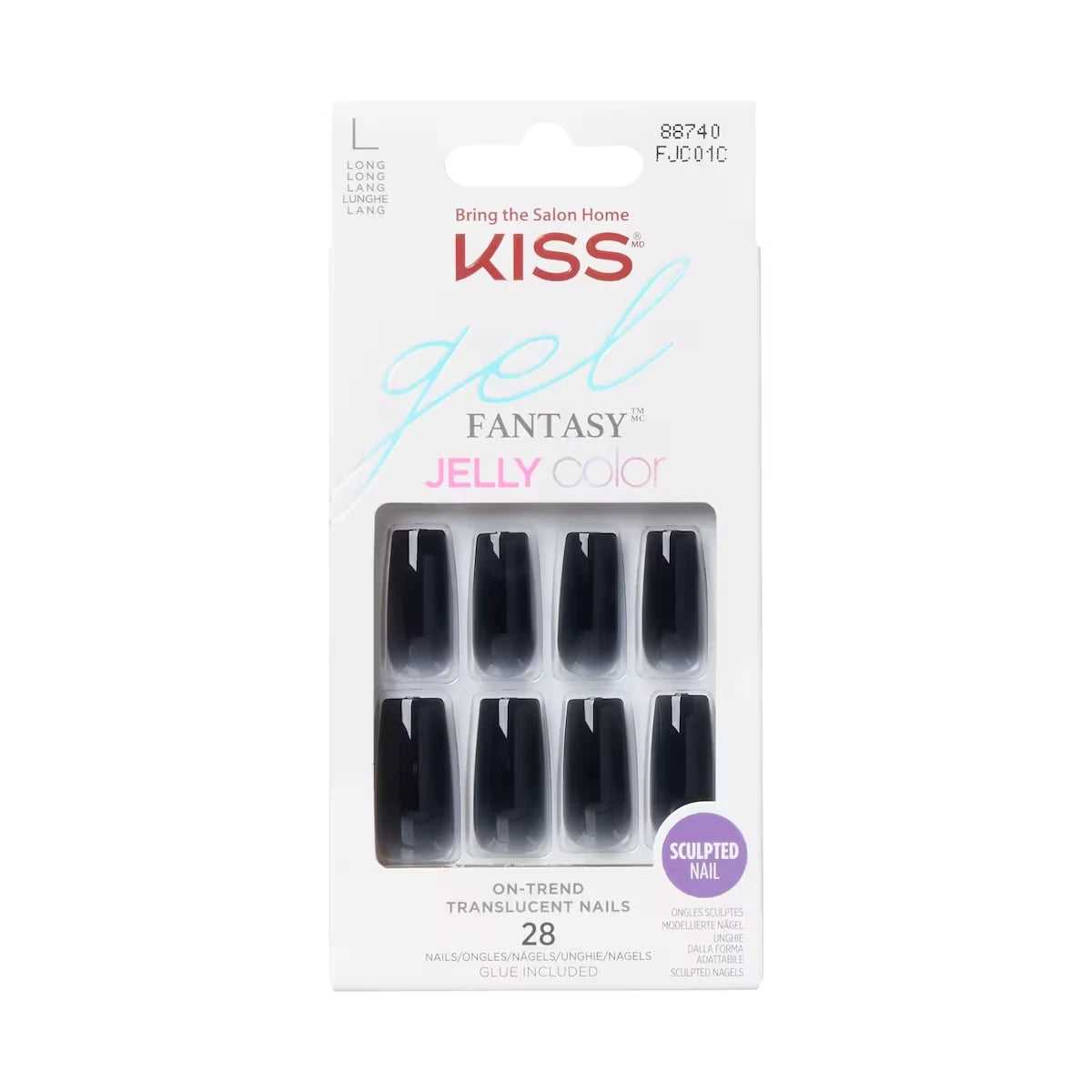 Uñas Postizas Gel Fantasy Jelly Gellee Largas 28 un Kiss