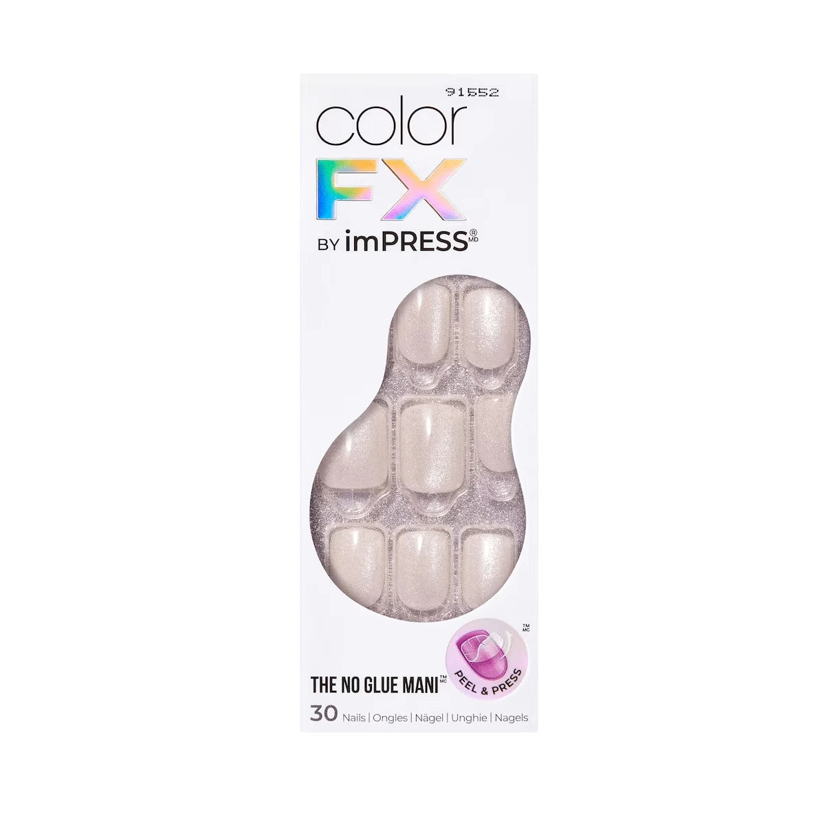 Uñas Postizas Impress Color FX Cuadradas Cortas 30 u Kiss