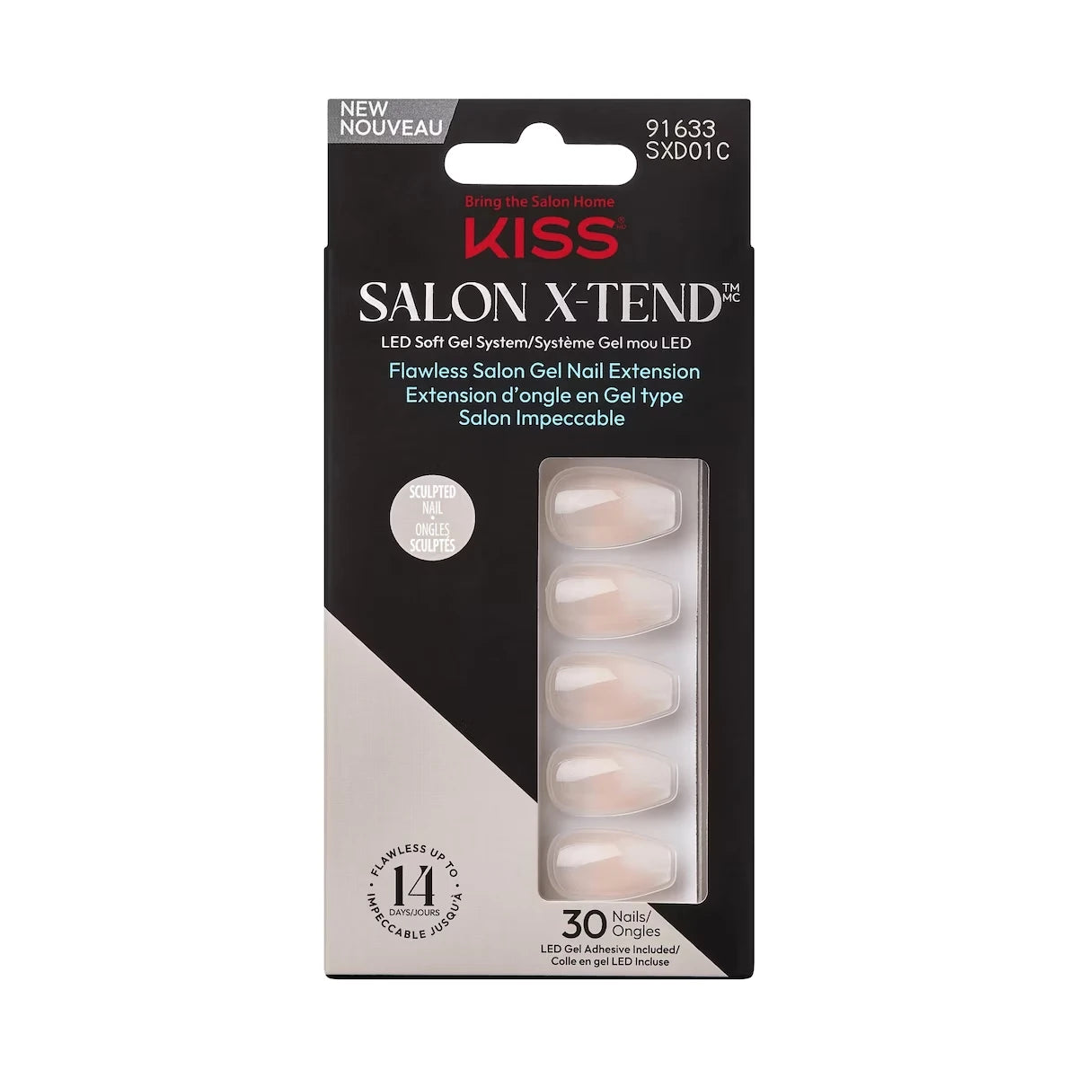 Uñas Postizas de Gel Decoradas Salon X-Tend LED 34 un Kiss