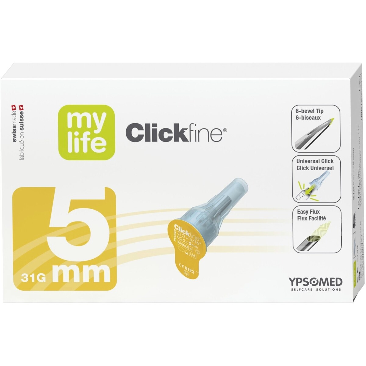 Agujas para Lápiz Clickfine 5 mm 31G mylife Diabetescare