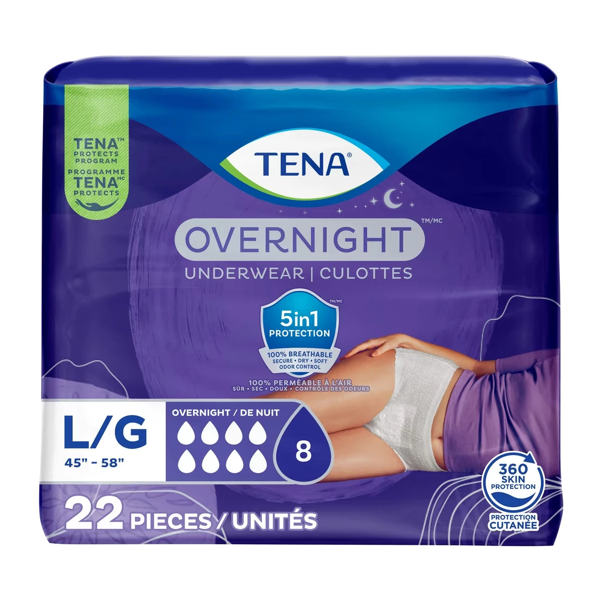 Ropa Interior Absorbente de Noche Talla G 22 un Tena