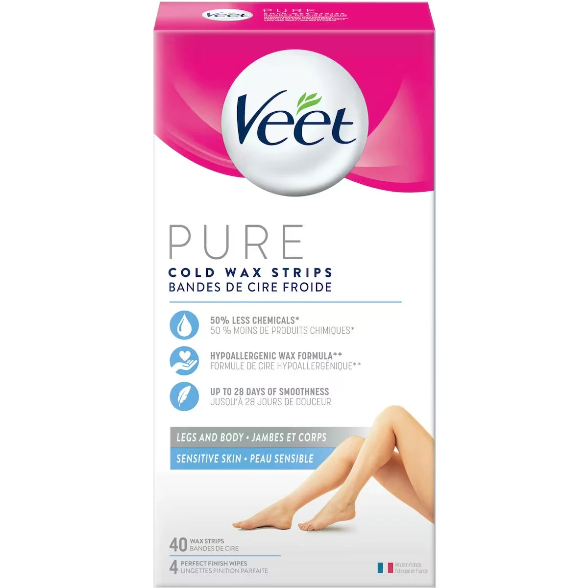 Bandas de Cera Fría Pure para Piernas y Cuerpo Veet