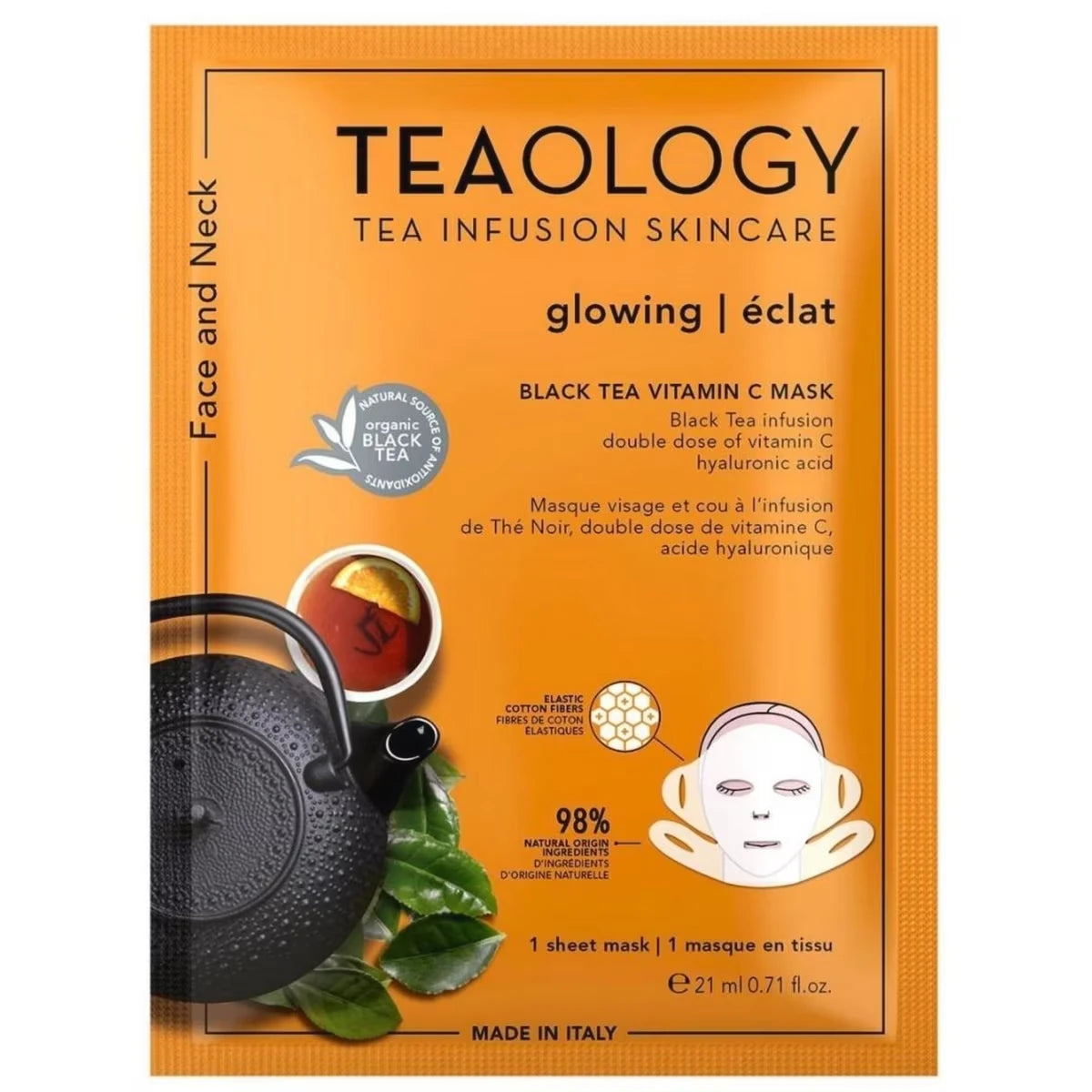 Mascarilla Facial Black Tea Vitamina C Iluminador Teaology