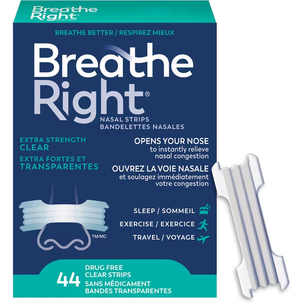 Tiras Nasales Extra Fuertes Transparentes Breathe Right