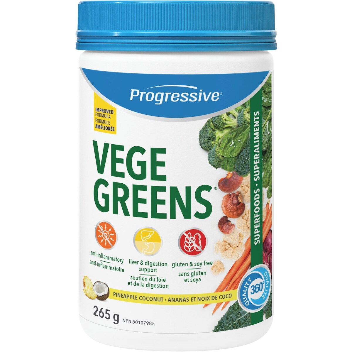 Suplemento en Polvo VegeGreens Piña y Coco Progressive