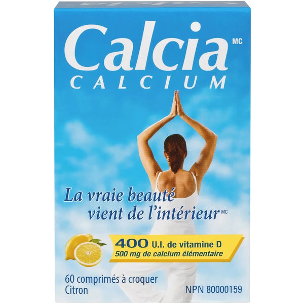 Calcio 500 mg con Vitamina D 400 UI Sabor Limón Calcia