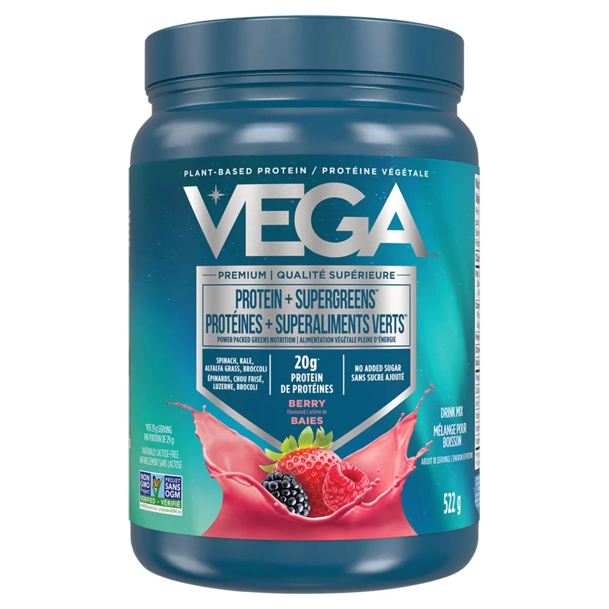 Proteína en Polvo con Verduras Verdes Sabor Bayas Vega
