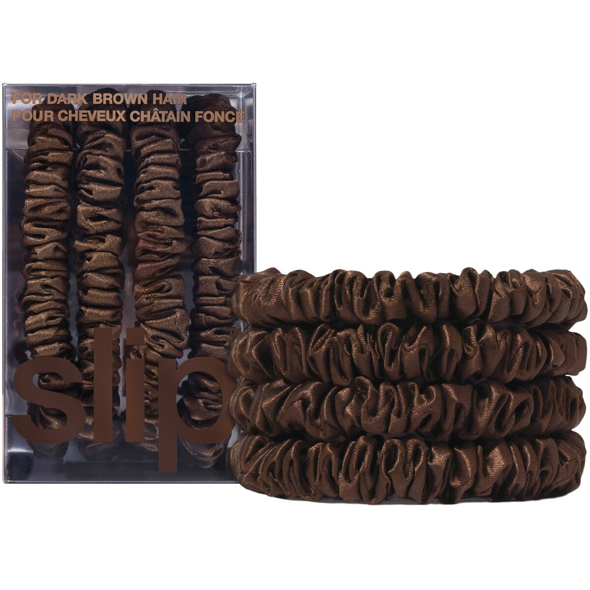 Coleteros de Pura Seda Delgados Café Oscuro Slip