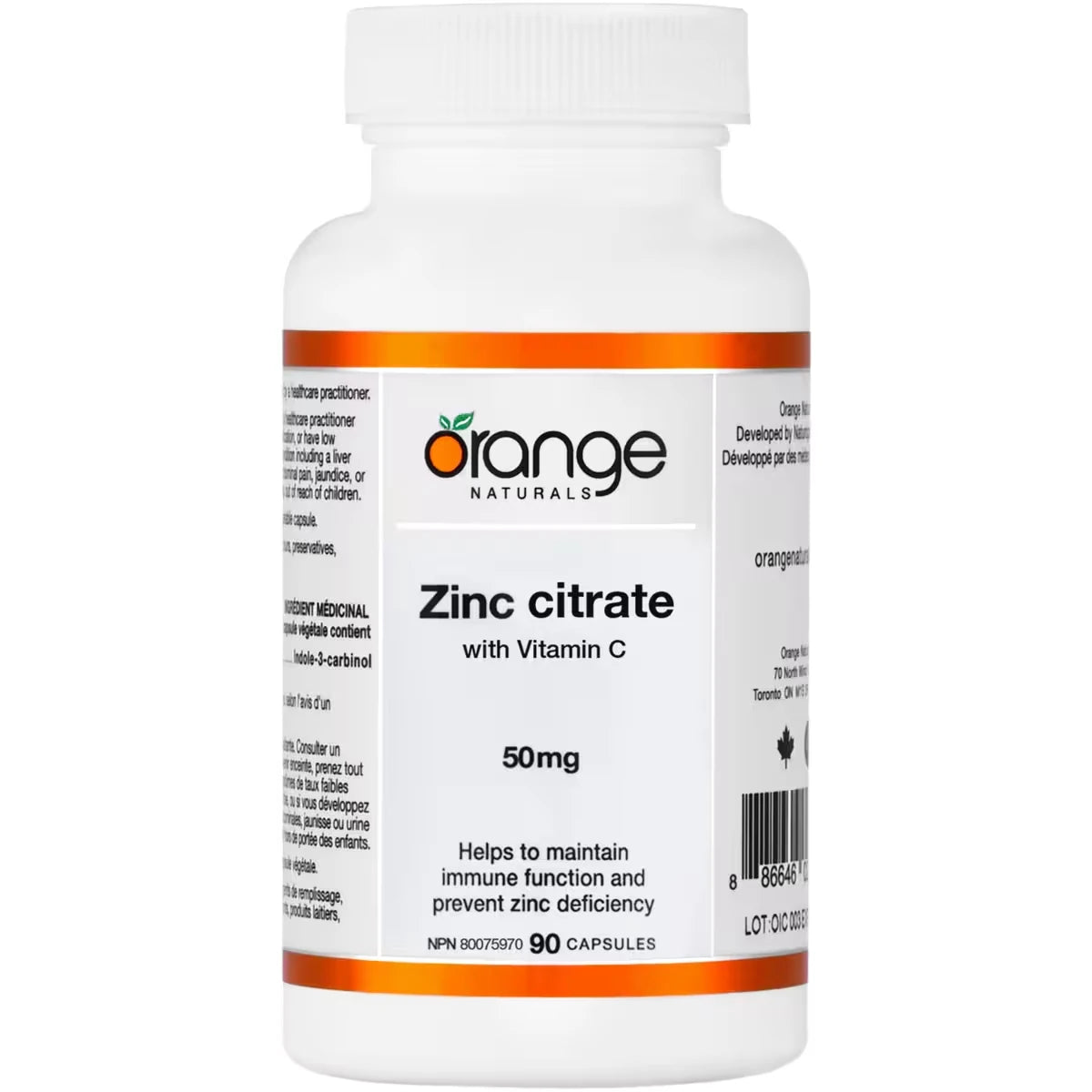 Suplemento de Vitamina C con Zinc Orange Naturals