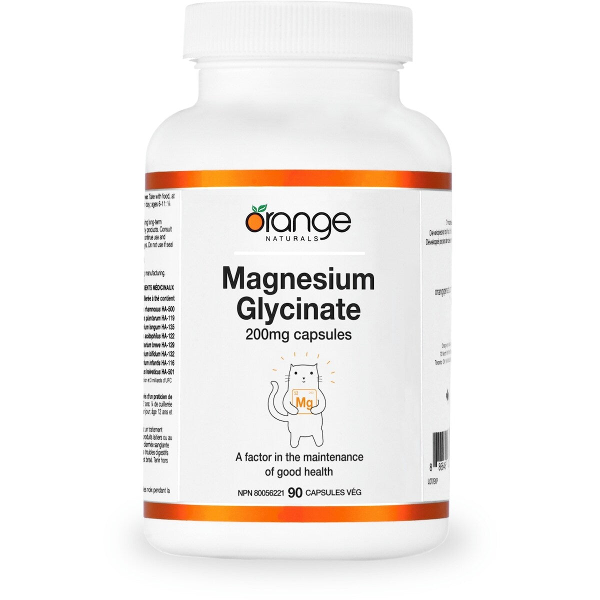 Magnesio en Polvo Glicinato de Magnesio Orange Naturals