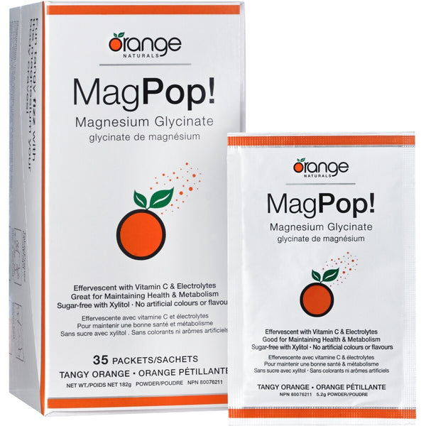 Magnesio en Polvo Efervescente MagPop! Glicinato Orange Naturals