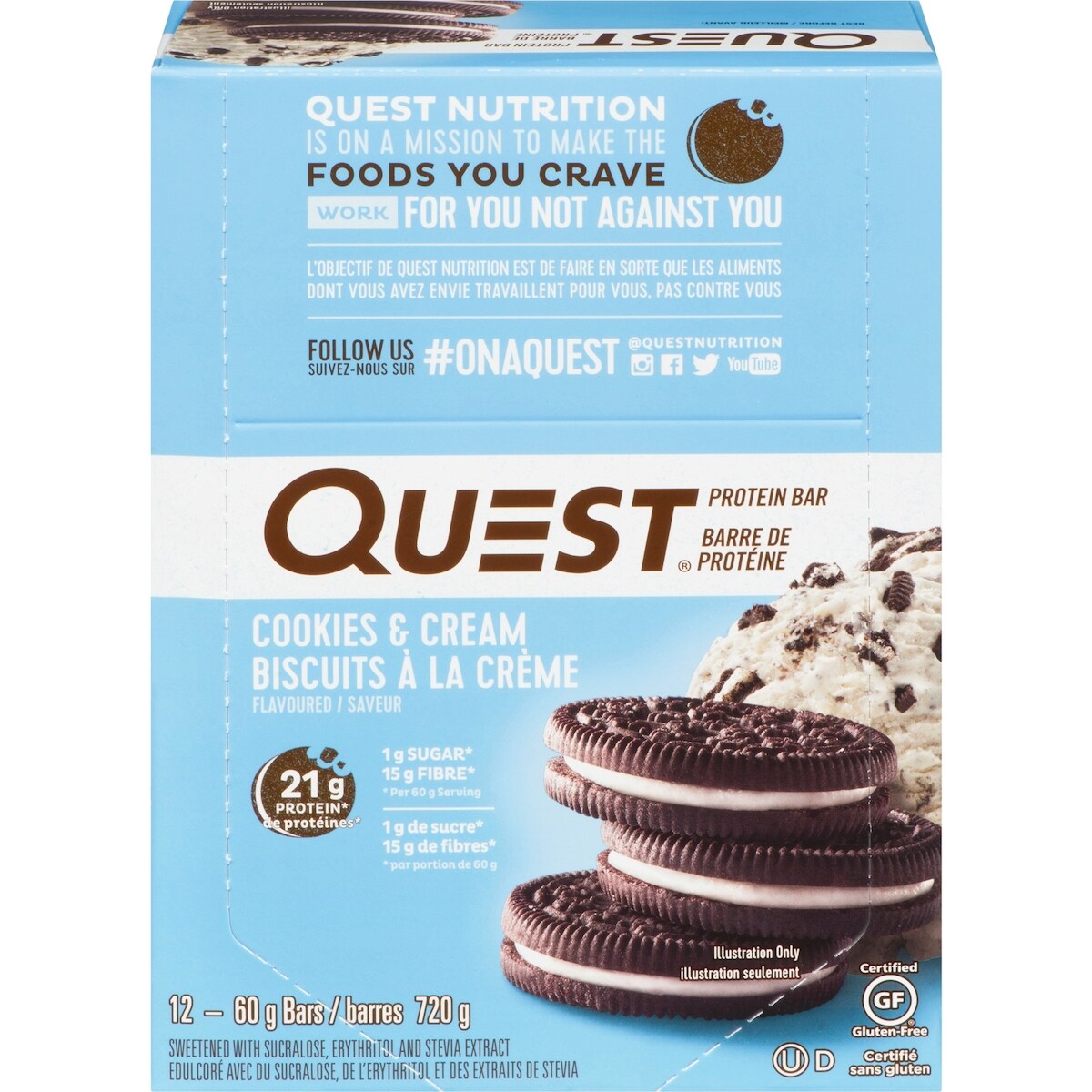 Barra de Proteína Galletas y Crema 12 un 2,12 oz Quest