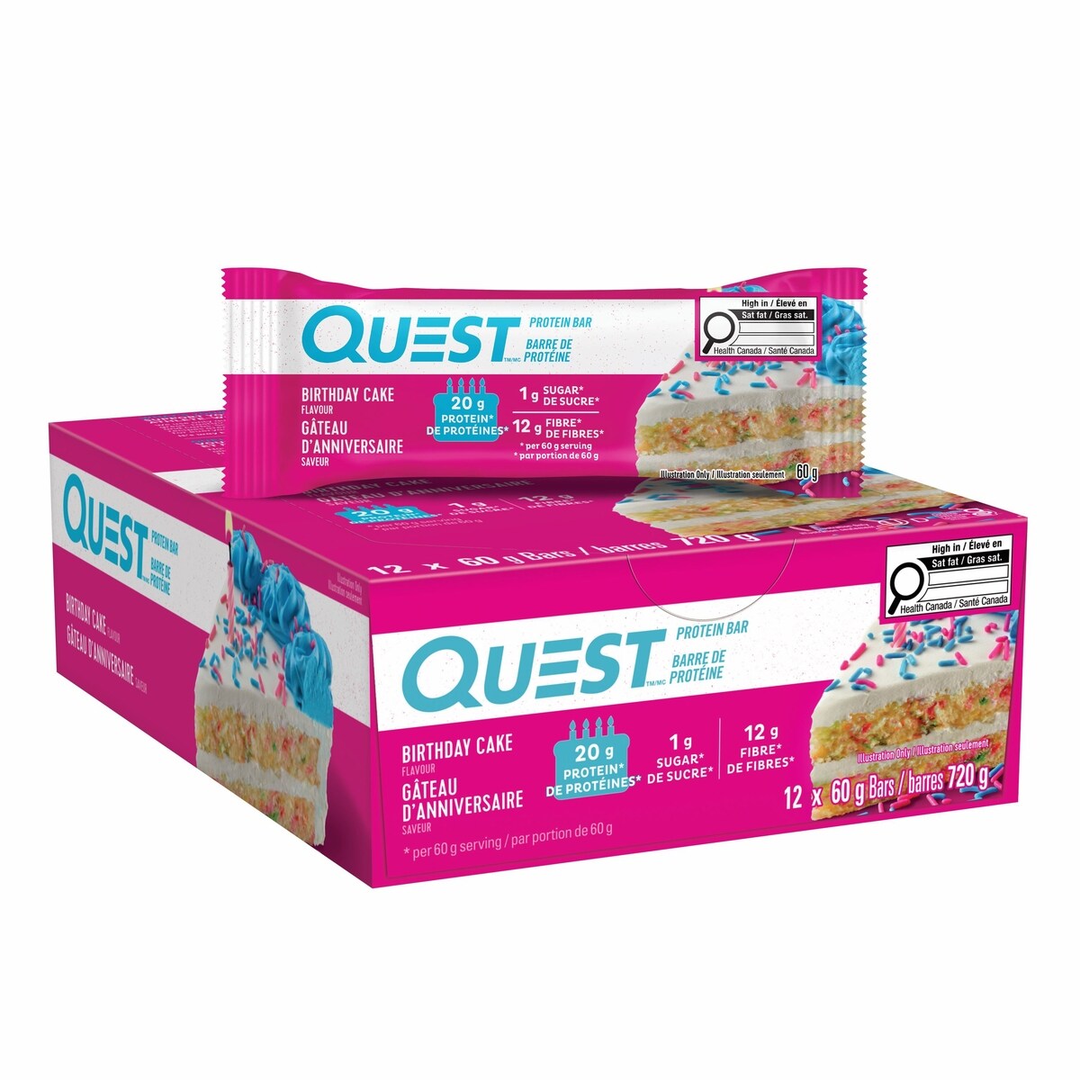 Barras Proteicas Torta de Cumpleaños 12 un. 60 g Quest